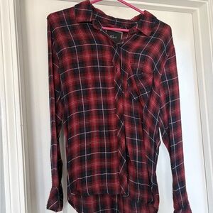 Rails Women's Red and Navy Plaid Button-Down Shirt